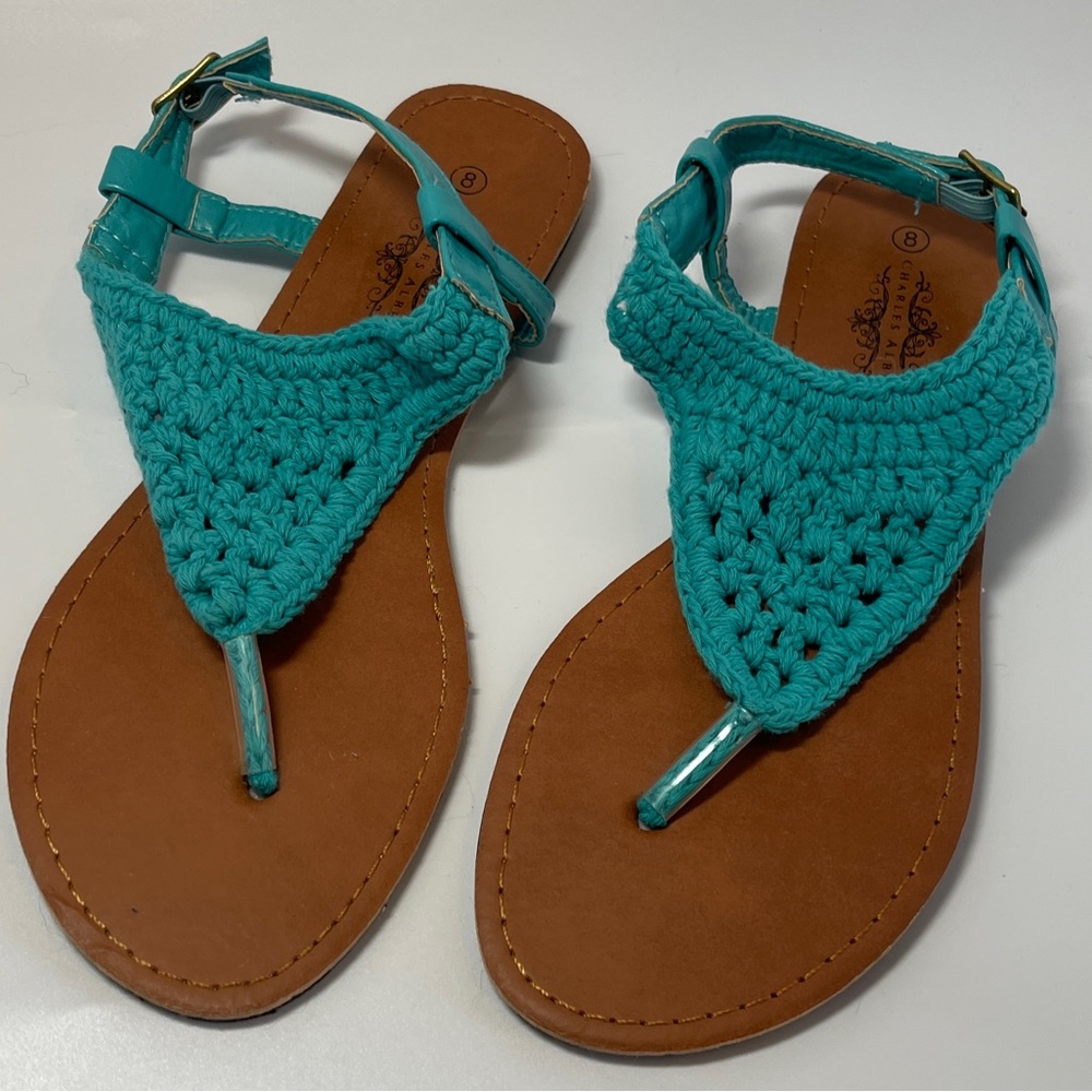 Women’s Charles Albert crochet turquoise sandals